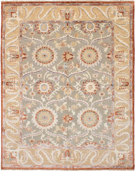 Bordered  Traditional Grey Area rug 6x9 Indian Hand-knotted 271726