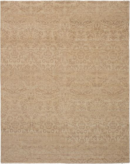 Floral  Transitional Yellow Area rug 6x9 Indian Hand-knotted 272291