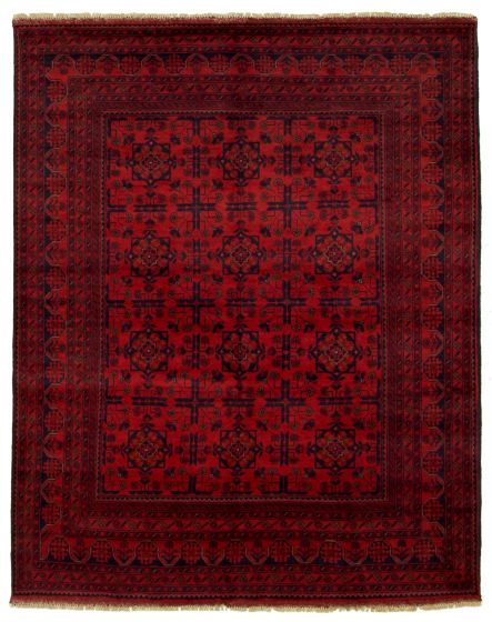 Bordered  Tribal Red Area rug 5x8 Afghan Hand-knotted 329105