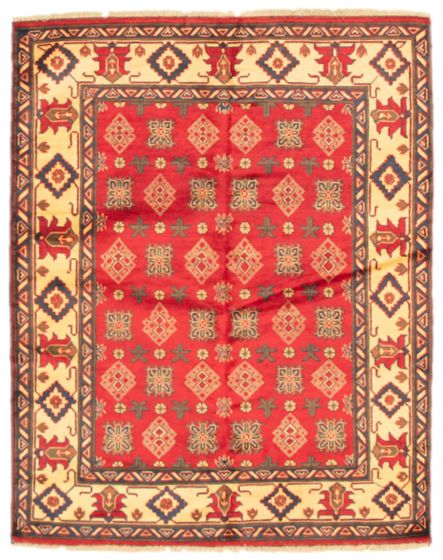 Bordered  Traditional Red Area rug 4x6 Afghan Hand-knotted 347268