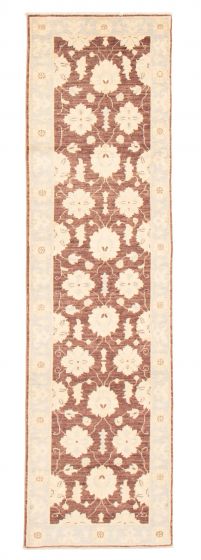 Bordered  Traditional Brown Runner rug 10-ft-runner Pakistani Hand-knotted 362916