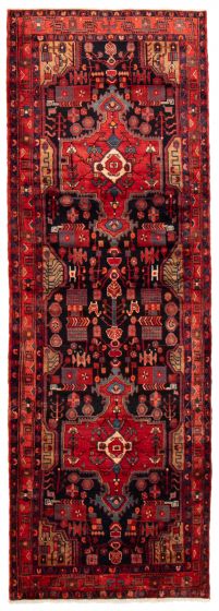 Bordered  Traditional Blue Runner rug 13-ft-runner Persian Hand-knotted 364577