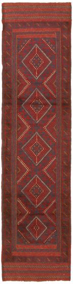 Bordered  Tribal Blue Runner rug 8-ft-runner Afghan Hand-knotted 327042