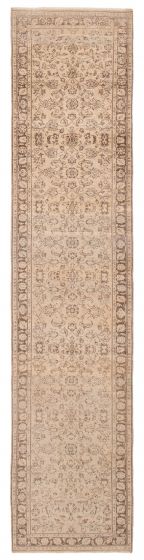 Floral  Vintage/Distressed Ivory Runner rug 12-ft-runner Turkish Hand-knotted 392322