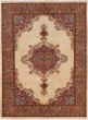 Bordered  Traditional Ivory Area rug 5x8 Indian Hand-knotted 273263