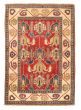 Bordered  Tribal Red Area rug 3x5 Afghan Hand-knotted 329306