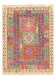 Bordered  Geometric Grey Area rug 3x5 Turkish Flat-weave 329468