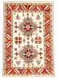Bordered  Traditional Ivory Area rug 5x8 Indian Hand-knotted 347374