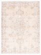 Bordered  Vintage Ivory Area rug 6x9 Turkish Hand-knotted 362689