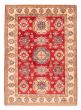 Bordered  Traditional Red Area rug 5x8 Afghan Hand-knotted 377994