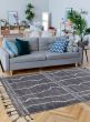 Carved  Tribal Blue Area rug 5x8 Indian Hand-knotted 387214