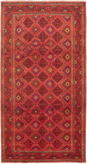 Bordered  Tribal Red Area rug Unique Turkish Hand-knotted 320498