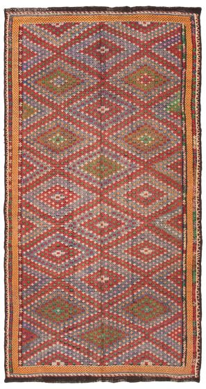 Flat-weaves & Kilims  Geometric Red Area rug Unique Turkish Flat-Weave 369855