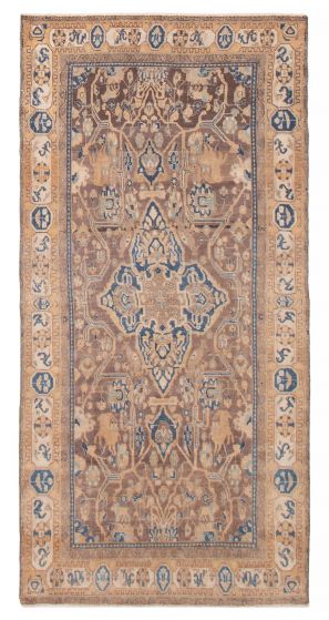 Vintage Brown Area rug Unique Turkish Hand-knotted 392174