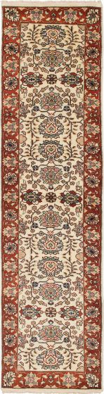 Floral  Traditional Ivory Runner rug 10-ft-runner Indian Hand-knotted 237570
