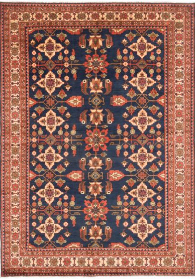 Tribal Blue Area rug 6x9 Afghan Hand-knotted 202816