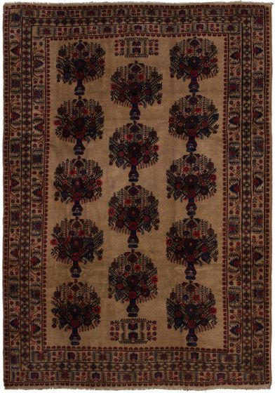 Bordered  Tribal Brown Area rug 6x9 Afghan Hand-knotted 285885