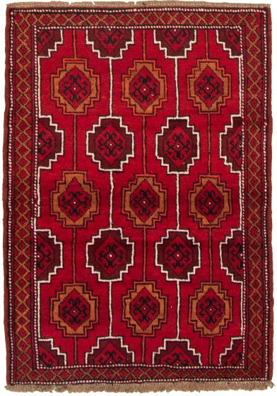 Bordered  Tribal Red Area rug 3x5 Afghan Hand-knotted 333727