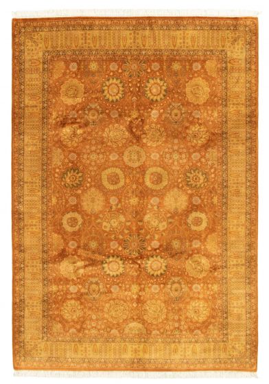 Bordered  Traditional Orange Area rug 5x8 Pakistani Hand-knotted 336491