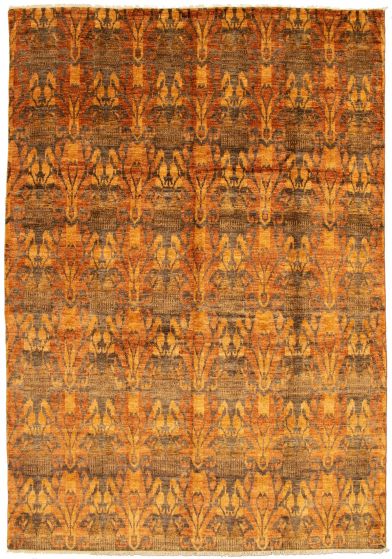 Casual  Contemporary Orange Area rug 10x14 Pakistani Hand-knotted 338253