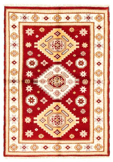 Bordered  Traditional Red Area rug 5x8 Indian Hand-knotted 346256
