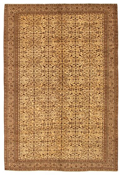 Bordered  Traditional Ivory Area rug 5x8 Turkish Hand-knotted 347539