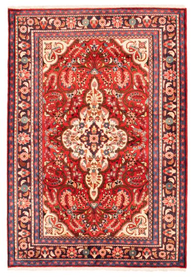 Bordered  Traditional Red Area rug 4x6 Persian Hand-knotted 352422