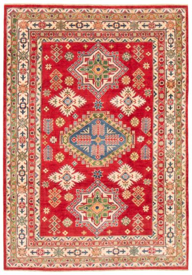 Bordered  Traditional Red Area rug 5x8 Afghan Hand-knotted 361362