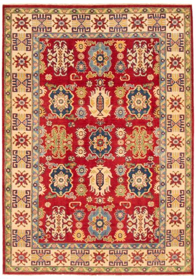 Bordered  Traditional Red Area rug 6x9 Afghan Hand-knotted 361390