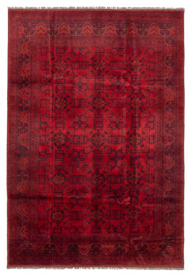 Bordered  Traditional Red Area rug 6x9 Afghan Hand-knotted 361533