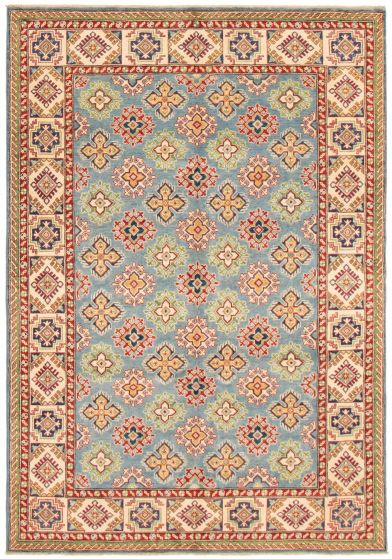 Bordered  Traditional Blue Area rug 5x8 Afghan Hand-knotted 364368