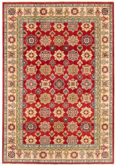 Bordered  Traditional Red Area rug 6x9 Afghan Hand-knotted 364401