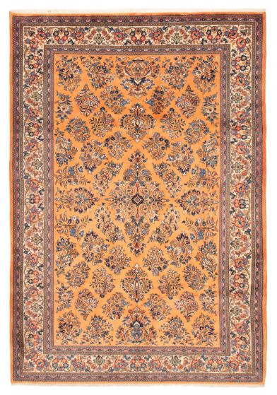 Bordered  Traditional Brown Area rug 6x9 Persian Hand-knotted 373654