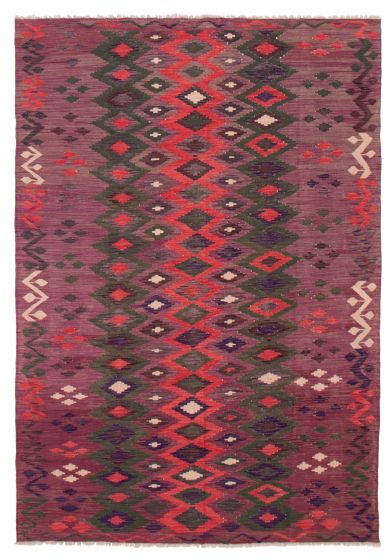Flat-weaves & Kilims  Geometric Purple Area rug 6x9 Turkish Flat-Weave 374493