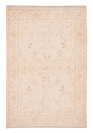 Bordered  Traditional Ivory Area rug 3x5 Pakistani Hand-knotted 379343