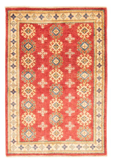 Bordered  Traditional Red Area rug 3x5 Afghan Hand-knotted 380007