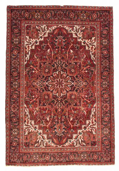 Bordered  Traditional Red Area rug 6x9 Persian Hand-knotted 385003