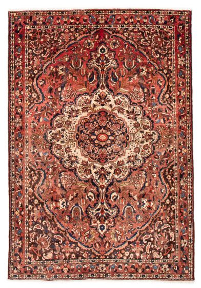 Bordered  Traditional Brown Area rug 6x9 Persian Hand-knotted 385012
