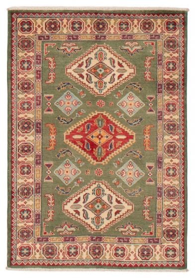 Bordered  Transitional Green Area rug 3x5 Afghan Hand-knotted 392794