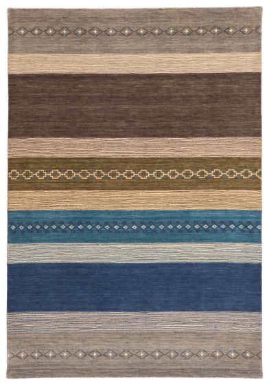 Gabbeh Transitional Multi Rectangle 6x8 Indian Hand Loomed 423911