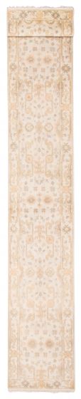 Bordered  Traditional Ivory Runner rug 20-ft-runner Indian Hand-knotted 377791