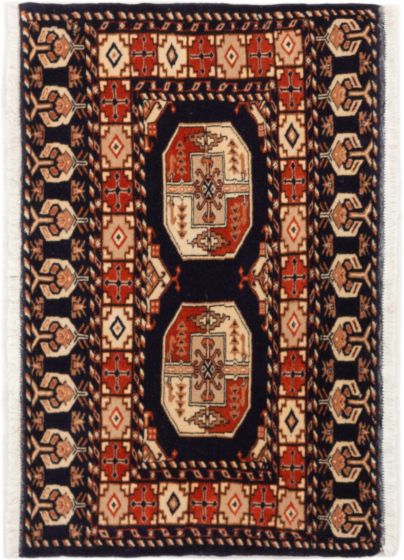 Bordered  Tribal Blue Area rug Unique Pakistani Hand-knotted 281792