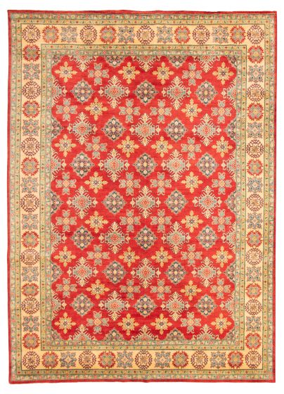 Geometric  Traditional Red Area rug 10x14 Afghan Hand-knotted 314823