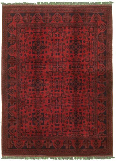 Bordered  Tribal Red Area rug 4x6 Afghan Hand-knotted 326042