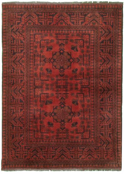 Bordered  Tribal Red Area rug 3x5 Afghan Hand-knotted 329681