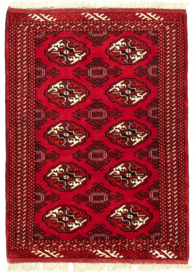 Bordered  Tribal Red Area rug 3x5 Turkmenistan Hand-knotted 334579