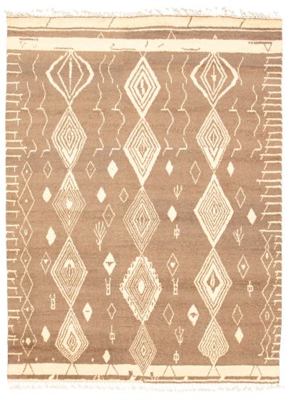 Moroccan  Tribal Brown Area rug 6x9 Pakistani Hand-knotted 339489