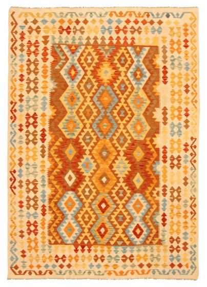 Bordered  Traditional Brown Area rug 6x9 Turkish Flat-weave 345945