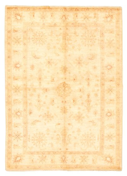Bordered  Traditional Ivory Area rug 5x8 Afghan Hand-knotted 345999