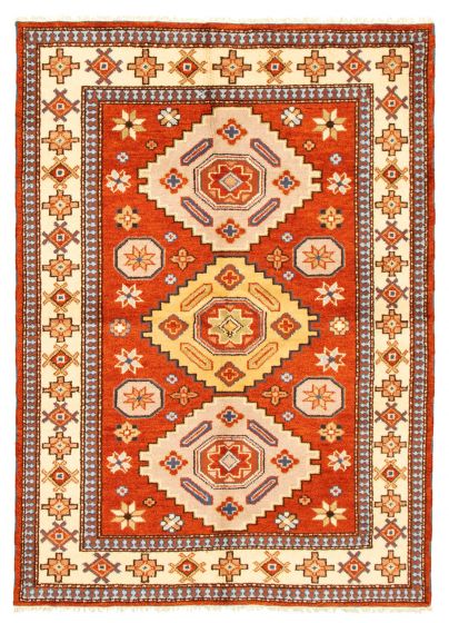 Bordered  Traditional Brown Area rug 5x8 Indian Hand-knotted 346235